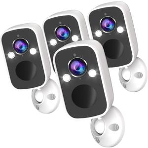 Rraycom 4Pack Security Cameras Wireless Outdoor,2K Battery Powered Surveillance Indoor Cameras for Home Security with Color Night Vision, AI Motion Detection, 2-Way Talk, Works/Alexa Waterproof (4pc)