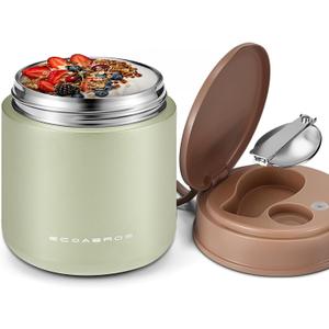 15.2oz Kids Thermo for Hot Food  Vacuum Insulated Food Jar with 316 Stainless Steel Interior, Leakproof Wide Mouth Soup Thermos for School Lunch (Green)