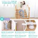Regalo Safety 35" Extra Tall Baby Gate for Stairs, Wall Mounted 2-in-1 Wide Stair Gate for Babies, Toddlers, & Pets, Includes Banister and Wall Mounting Kit, White