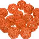 Uxcell 15 Pcs Wicker Rattan Balls, 2inch Wood Decorative Balls Vase Fillers for Centerpiece Bowl Orbs Fillers Tree Wedding Home Decor, Orange