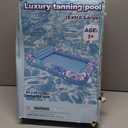 Rrtizan Inflatable Tanning Pool Rafts for Adults, 83.5" x 52.4" Adult Pool Floats with Pillow, Cup Holder & Handles, 4-in-1 Suntan Tub Raft Floatie for Pool, Backyard, Kids' Ball Pit (Blue-White)