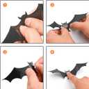 4 x Halloween Bats Decoration, 4 Different Sizes 3D Realistic PVC Bats Stickers for Outdoor Scary Bat Sticker for Home Decor Bathroom Indoor Halloween DIY Home Decor Party Supplies 16PCS