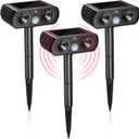 Qualirey 3 Pack 2025 Solar Ultrasonic Animal Repellent Outdoor Sonic Deer Repellent Devices Deterrent Away Cat Dog Raccoon Rabbit Pet with Motion Sensor Weatherproof General for Garden Yard Farm Lawn