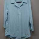LUYAA Womens Polo Shirts 3/4 Length Sleeve Tops Collar V Neck Business Casual Blouses (Medium, Light Blue)