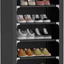 ERONE Shoe Rack with Cover 10 Tier Tall Slim Narrow Shoe Rack Organizer Space-Saving Sturdy Shoe Storage Shelf for Entryway, Closets (Black)
