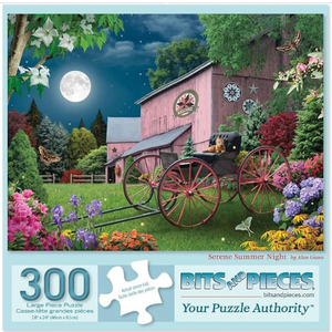 Bits and Pieces - 300 Piece Jigsaw Puzzles for Adults - Each Puzzle Measures 18" x 24" - 300 pc Blooming Back Yard, Nature Haven, Serene Summer Night Jigsaws by Artist Alan Giana