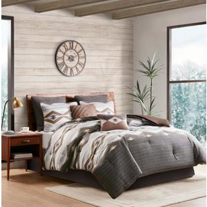 Woolrich Rustic Lodge Cabin Comforter Set - All Season Down Alternative Warm Bedding Layer and Matching Shams, Oversized Queen, Bitter Creek, Grey/Brown