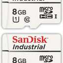 SanDisk Industrial 8GB Micro SD Memory Card Class 10 UHS-I MicroSDHC (Bulk 2 Pack) in Cases (SDSDQAF3-008G-I) Bundle with (1) Everything But Stromboli Card Reader