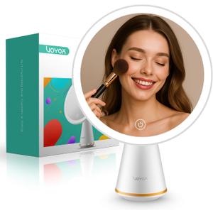 VOYOR Makeup Mirror Rechargeable Travel Vanity Mirror with Lights Removable Desk Mirror Adjustable Angle Light up Makeup Mirror 3 Levels of Adjustable Brightness Led Mirror Makeup CM110