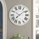 Wooden White Clock Roman Numerals Clocks, Battery Operated 2 Round Wall Clock for Kitchen, Living Room, Bedroom, Office