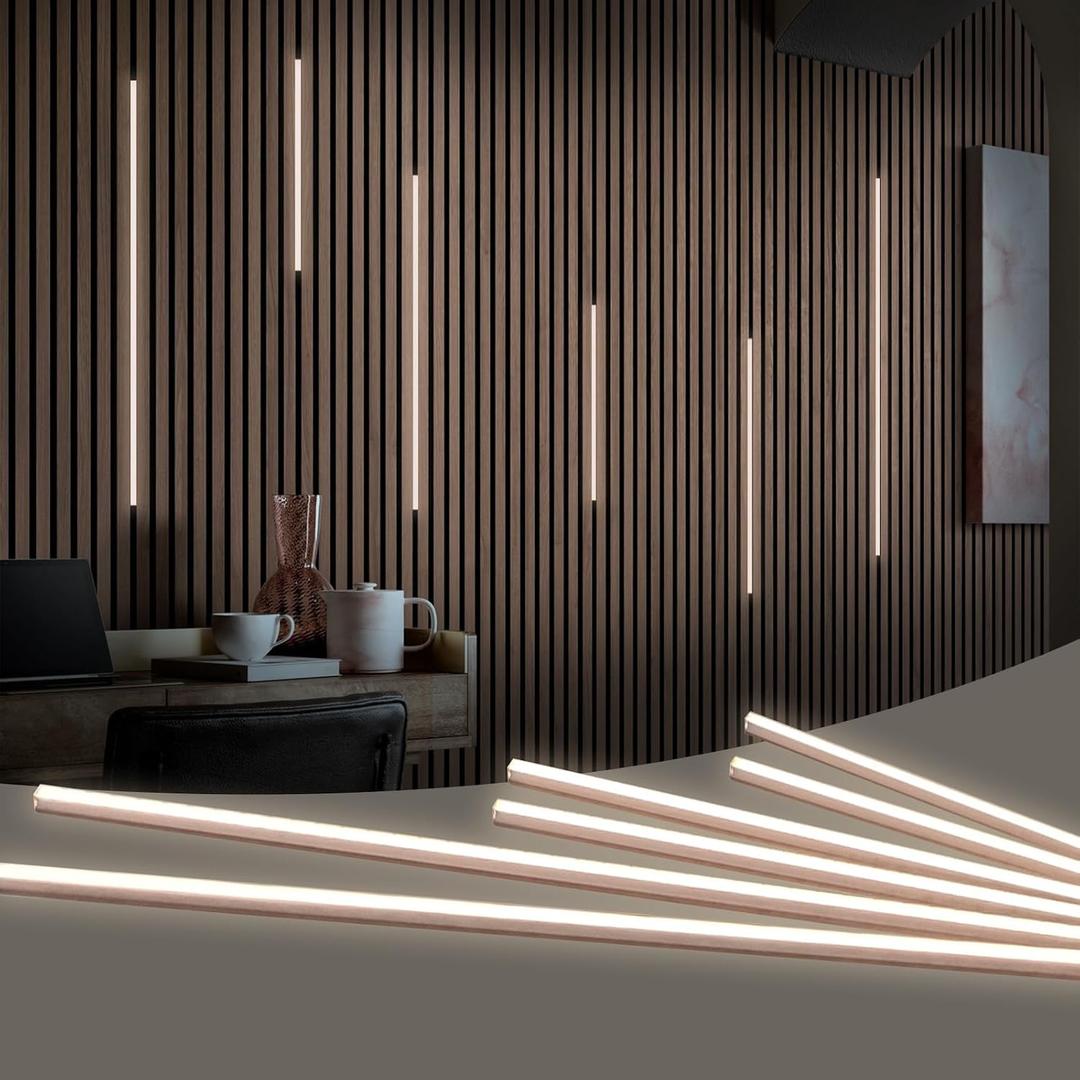HAMRVL LED Recessed Lighting Wall Panel Lights, 6PCS 4000k Natural White Adhesive Slat Wall Lights with Touch Switch, Wall LED Light for Bedroom, Living Room, Studio, Kitchen Cabinets, Acoustic Walls, 42in+26in+18in - 6pack