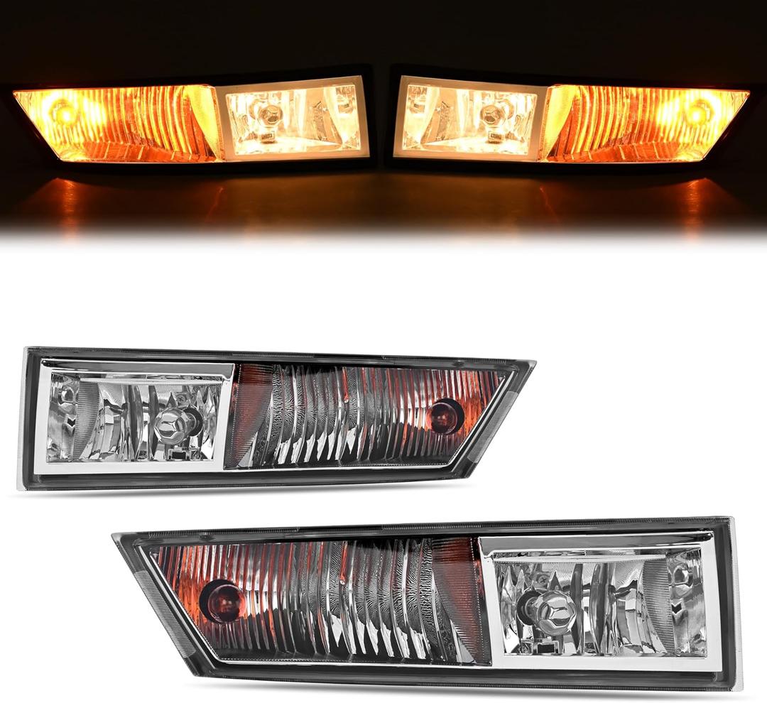 HECASA Fog Lights Compatible with 2007-2013 Cadillac Escalade ESV EXT & 2014 Escalade ESV Replacement for GM2592163 GM2593163 Bumper Lamps Halogen Clear Lens Driver & Passenger Side (LH & RH)