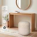 Palisa Natural Jute Pouf Ottoman 16 X 18Inch | Handwoven Round Boho Floor Pouf for Living Room Decor | Lightweight Decorative Footrest Accent Stool for Bedroom Nursery & Apartment - White