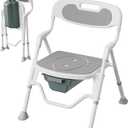 3-in-1 Folding Bedside Commode Chair for Seniors, Height Adjustable, 400 lb | shower use, 11L bucket, 5.9 in fold, 8 lb aluminum frame, over-toilet assist, tool-free setup, Gary
