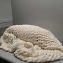 Negwoo Chunky Knit Throw Blanket, 50''*60'' Knitted Throw Chenille Yarn for Bed Couch, Handmade Cream Crochet Big Thick Blanket, Machine Washable Cute Comfy Blanket for Home Decor