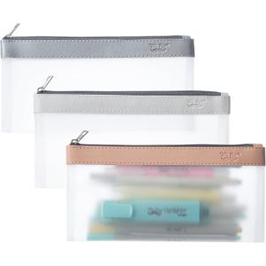 Mr. Pen- Clear Pencil Pouch, 3 Pack, Clear Pencil Case, Pencil Bags (Dusty Rose)