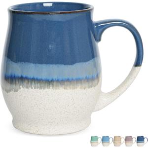 Bosmarlin Extra Large Ceramic Coffee Mug, 25 Oz, Dishwasher and Microwave Safe, Big Oversized Tea Cup for Office and Home (Deep Blue)