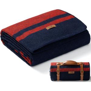 100% Wool Blanket, 62" x 86", Warm, Thick, Washable, Military Wool Blanket, Great for Camping, Outdoors, Sporting Events, Survival Kits (Large, Sun)