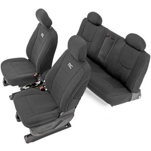 Rough Country Neoprene Seat Covers for Chevy Silverado & GMC Sierra 1500 (2014-2018) - Waterproof & UV Resistant, Foam Padded, Front & Rear Seat Cover Set