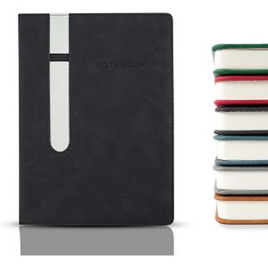 Lined Journal Notebook, 240 Pages, A5 5.7" x 8.3", PU Leather Journals with Elastic Pen Holder, 80 GSM Thick Paper, Water-Resistant Hardcover Notebooks for Writing Journaling Office School - Brown