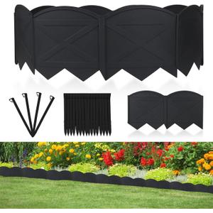 Garden Edging 20Ft Landscape Edging 6 Inch Height with 20Pcs Stakes, 20Pcs Plastic Garden Edging Border No Dig Black Edging for Landscaping Flower Bed Edging Borders Lawn Edging