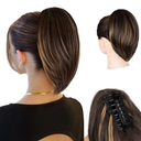 10 Inch Ponytail Extension - Straight Pony Tails Hair Extensions, Claw Clip Ponytail Extension, Synthetic Hair Extensions Ponytail, Clip in Ponytail (Color: Brown with Blonde Highlights)