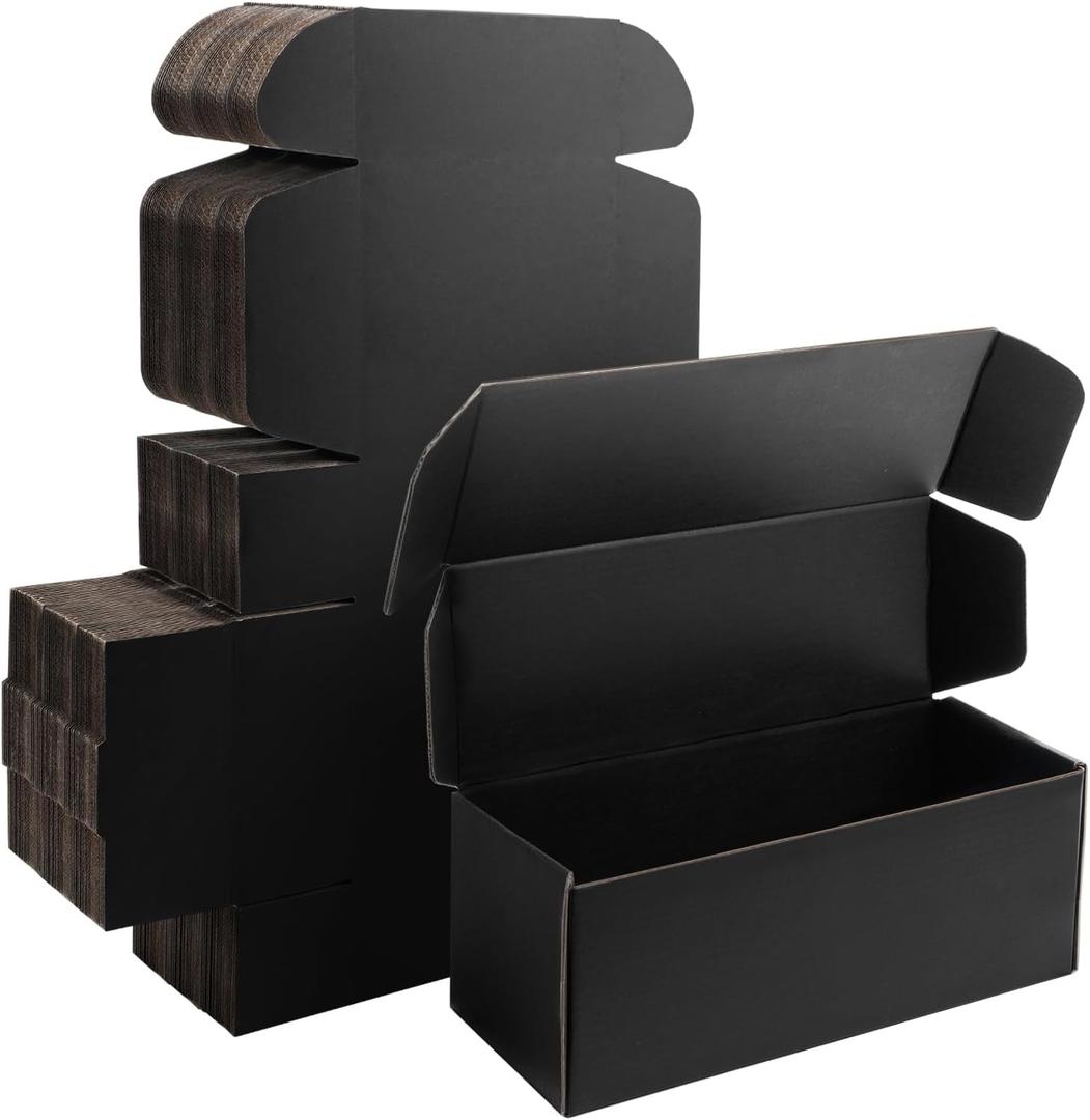 10x4x4 Black Shipping Boxes Small - 25 Pack Corrugated Cardboard Mailer Boxes for Packaging, Mailing, Gift Giving | Sturdy, Recyclable, Perfect for Small Business Supplies, Ecommerce