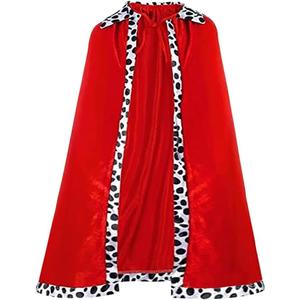 Red King Robe Queen Robe Mardi Gras Cape Cosplay Costume Stage Performances Royal Cape Dress Up Cape for Halloween Costume Party Accessory