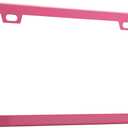 2 Pack Premium Matte License Plate Frame, Solid Rust-Proof Aluminum Holder with 2 Holes, Universal Car Frame for Women and Man, Including Screws Auto Tag Holder (Matte Pink)