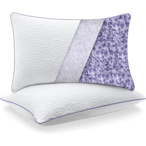 MOLCLCUY Memory Foam Pillows King Size Set of 2 Adjustable Cool Pillow for Side Back Stomach Sleepers Luxury Gel Pillow with Washable Cover (White)