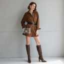 Knee High Boots for Women 3-Inch Chunky Heel Pointed Toe Side Zipper Fall Boots Dressy Comfortable Fashion (8.5, Dark Brown)