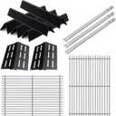 2 Pack 19.5" Grill Grates and Porcelain Steel Heat Deflectors with 62752 Burner For Weber Genesis Grill Parts, Genesis E310 E320 E330 S310 S320 S330, Porcelain Steel Flavorizer Bars for Weber 7620