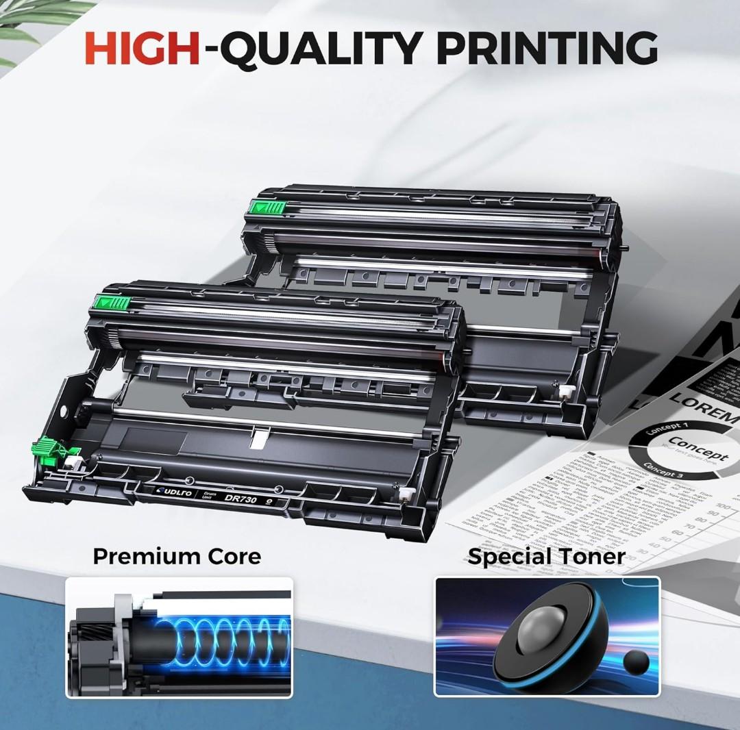 Compatible DR730 (Not Toner) Replacement for Brother Drum DR730 DR-730 Compatible with MFC-L2750DW HL-L2370DW MFC-L2710DW HL-L2350DW DCP-L2550DW Printer (2 Pack, Black)