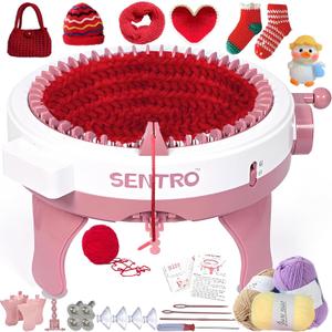 PKHOUHYI Sentro Knitting Machine, Sentro 40 Needles Knitting Machine Automatic Circular Weaving Spinning Knitting Loom Machine Kit for Adults and Beginners for Scarf/Hats/Sweater/Kintting Toys