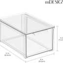 mDesign Kitchen Storage Drawer Box Plastic Storage Box with Pull-Out Drawer Pantry, Fridge and Cupboard Storage for Food and Snacks Pack of 2 Clear