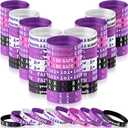 Wavwavw 100 Pcs Purple Ribbon Awareness Bracelets Bulk Rubber Silicone Wristband Domestic Violence Alzheimer's Awareness Pancreatic Cancer Lupus Supplies for Men Women Support Gifts