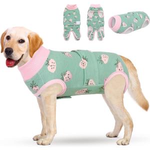 KOESON Recovery Suit for Dogs, Female Male Pet Surgery Onesie Post Spay Neuter, Professional Dog Abdominal Recovery Shirt with Pee Hole, Soft Surgical Bodysuit Anti-Licking, Strawberry XL