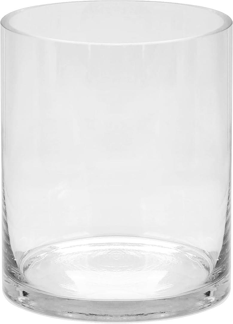 Generic 5"" Wide 6"" High Large Hand Blown Sturdy Clear Cylinder Glass Vase, Centerpiece Flower Vase for Rose, Tulip, Boquets, Hurricane Candle Holder Sizes: 5"" Dia 6"" High (1, 5""x6"")