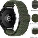 One Click Braided Bands for Samsung Galaxy Watch 7 6 5 4 Band 40mm 44mm/Watch 6 4 Classic 47mm 43mm 46mm 42mm/Watch 5 Pro 45mm,No Gap Stretchy Elastic Fabric Nylon Strap for Samsung Watch 4 5 6 7 FE (02-Black/Starlight/Military Green/Grey)