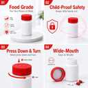 2 x METAPACK Push and Turn Cap Small Pill Bottle, 10 Pack Empty Medicine Bottles, HDPE Travel Pill Container with Labels for Pills Capsules Vitamins (16dram, Red Caps)