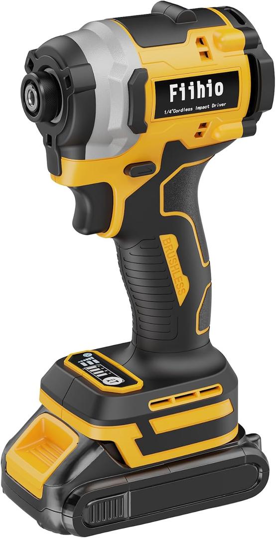 Cordless Impact Driver Compatible with Dewalt 20V /60V Max Battery, 1/4" Hex Chuck Power Impact Driver with 2500 In-lbs, 4 Speed, Auto Stop & LED Light (No Battery), Yellow