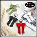 3 x 4 Pcs Bow Leather Charm for Bag Purse Handbag, Bow Keychain Thank You Appreciation Gift Elegant Bag Cute Charm Car Key Ring for Teacher Women Accessories Graduation Gift