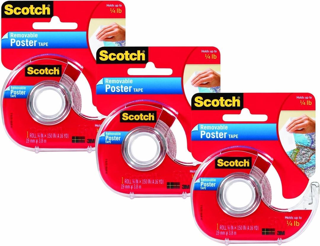 Scotch Mounting, Fastening & Surface Protection Scotch Removable Poster Tape, 3/4 x 150 Inches, 3 Pack, 109-3