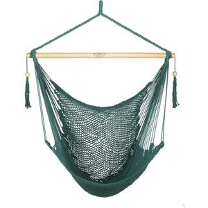 JoyView Hammock Chair with Spreader Bar Caribbean Hammock Swing Chair 300 LBS Weight Capacity XL Rope Hanging Chair for Outdoor Indoor Garden Yard - Green