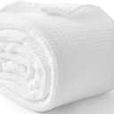100% Cotton Muslin Blanket Queen 90" x 90", 6 Layers Breathable and Lightweight Cotton Throw Blanket for Bed, Soft Quilt Bedspread Coverlet, Gauze Blanket for Adults All Season, Beige Linen, White