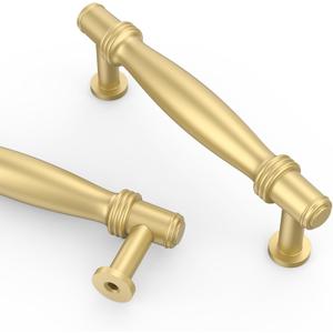 Asidrama 10 Pack 3.75 Inch(96mm) Brushed Gold Cabinet Handles, Kitchen Cabinet Hardware for Cupboard Drawer Pulls