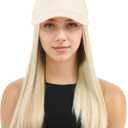 Women Baseball Hat Wig Girls Hairstyle Caps Attached Adjusted Long Straight Hats for Daily Use