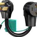 Strightinc 4 Prong to 3 Prong Dryer Plug Adapter with Green Ground Wire, Connects 4-Prong New Dryer Female to 3 Prong Old Dryer Male Receptacle, 10-30P to 14-30R Dryer Adapter (Black)