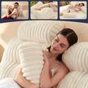 Rycwola Faux Fur Headboard Pillow with 2 Pack Neck Roll Pillow Large Headboard Pillow Soft and Supportive with Removable Cover (Beige, Twin)
