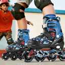 Kuxuan Boys Adjustable Inline Skates with Light up Wheels, Fun Illuminating Skates for Kids Girls Youth  S
